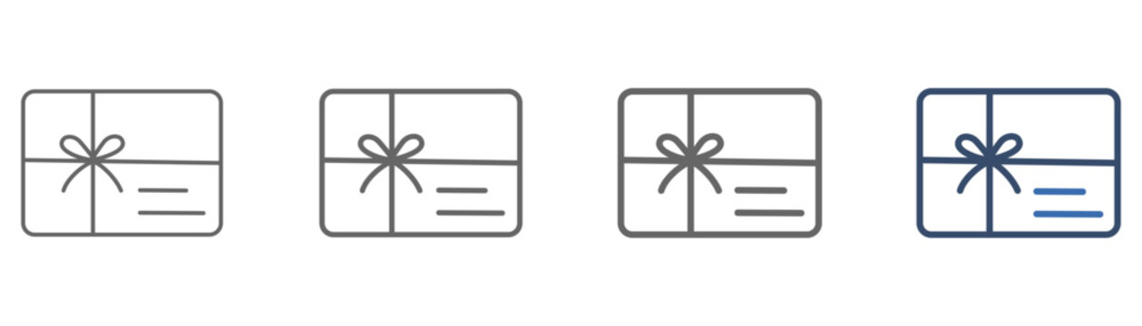 
outline icon set gift card with gift card design