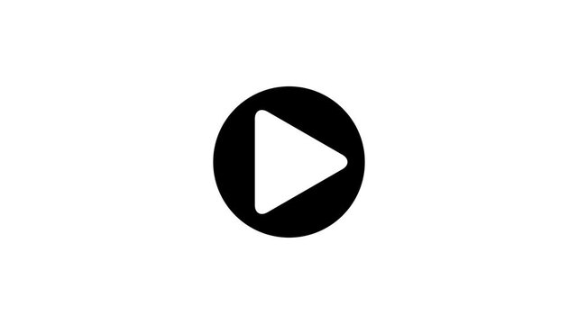circular play button with a symbol, representing video playback or media streaming. Ideal for video animation.on white background.