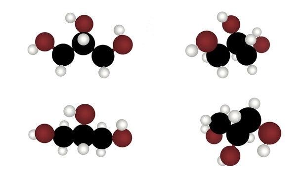 3D Render Glycerin Chemical Structure Molecule Glycerol Propane-1,2,3-triol C3H8O3 Formula Scientific Model, Educational Chemistry Biochemistry Research, Pharmaceutical, Skincare, Industry, Cosmetic