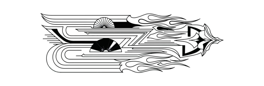 Stylized geometric tiger logo with flowing lines on dark background