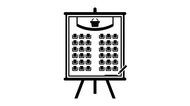 Presentation Easel with Seating Arrangement and Shopping Basket Icon
