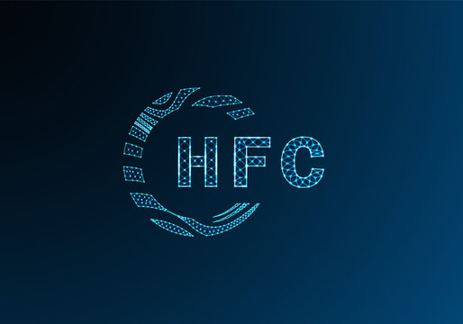 HFC low poly letter logo vector design. HFC lower poly logo design. HFC unique low poly logo design.
