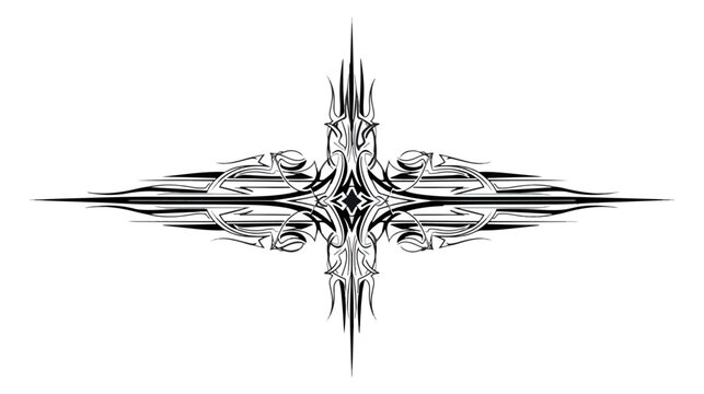 Abstract black and white rorschach inkblot pattern symmetrical design