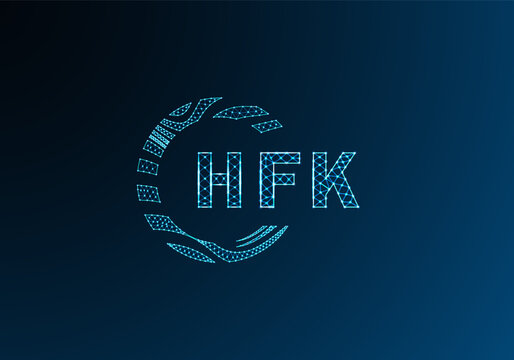 HFK low poly letter logo vector design. HFK lower poly logo design. HFK unique low poly logo design.