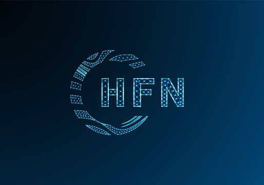 HFN low poly letter logo vector design. HFN lower poly logo design. HFN unique low poly logo design.