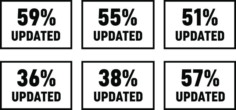 Minimalist digital dashboard percentage badges featuring system update loading metrics software installation and progress indicators for UI UX design interface projects