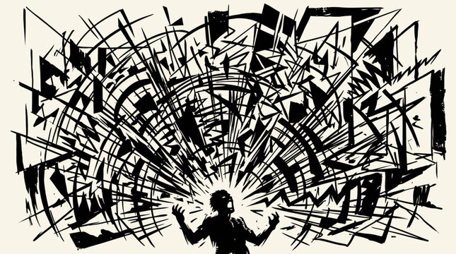 Person with arms raised in frustration.