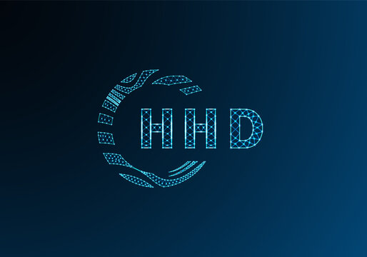 HHD low poly letter logo vector design. HHD lower poly logo design. HHD unique low poly logo design.