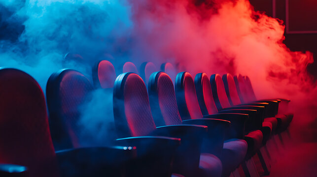 red chairs on a black background