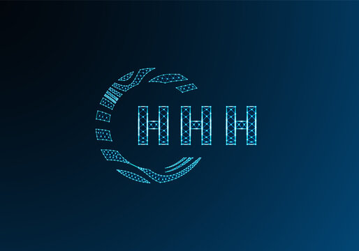 HHH low poly letter logo vector design. HHH lower poly logo design. HHH unique low poly logo design.