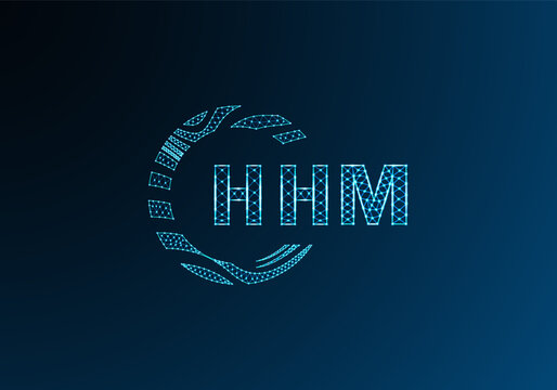 HHM low poly letter logo vector design. HHM lower poly logo design. HHM unique low poly logo design.