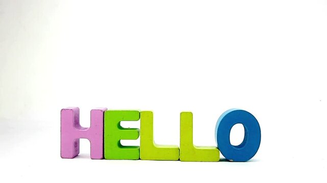 The word HELLO with painted wooden letters 