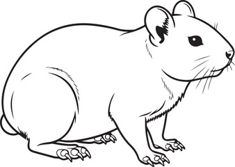 Fototapeta premium Pika Rodent Line Art Vector Illustration