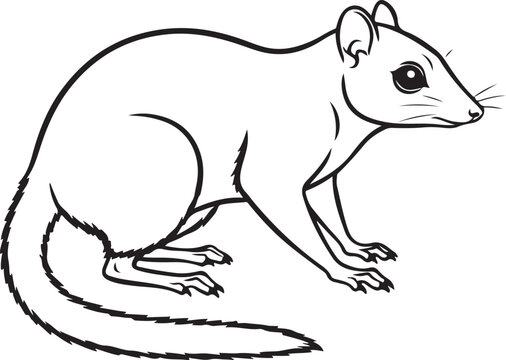 Cute Tree Shrew Line Art Vector Illustration