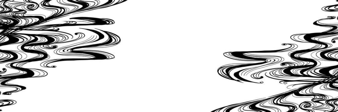 伝統紋様風黒色で波を描いた横長背景イラスト