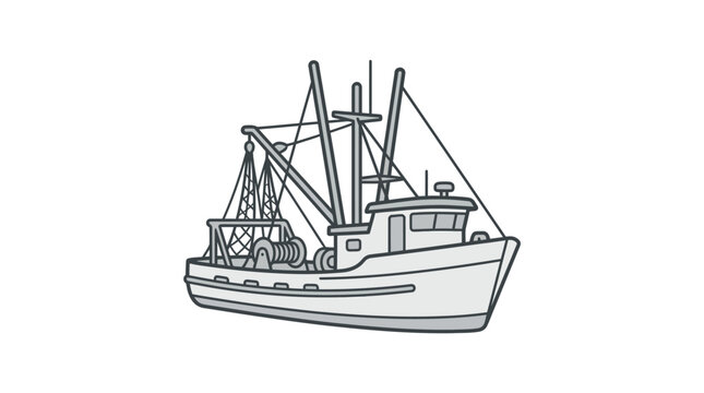 Commercial fishing trawler boat for deep sea fishing.