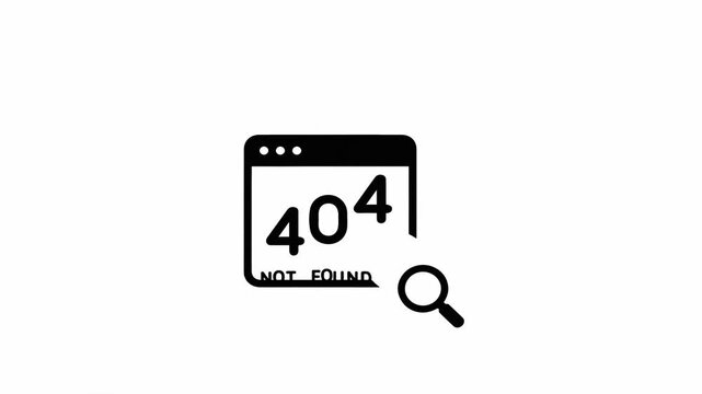 Animation of a four zero four error page icon with magnifying glass