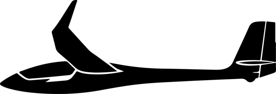 Black airplane, vector plane, aircraft silhouette, monoplane illustration