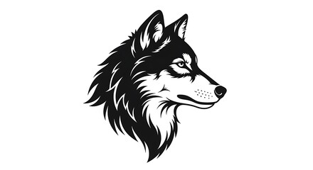 Fototapeta premium Wolf Head Vector Illustration Black and White