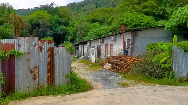 Demolished Building Construction Site With Rubble And Debris Thailand.