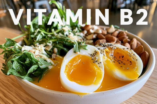 Vitamin B2 Riboflavin Foods With Eggs Greens and Almonds