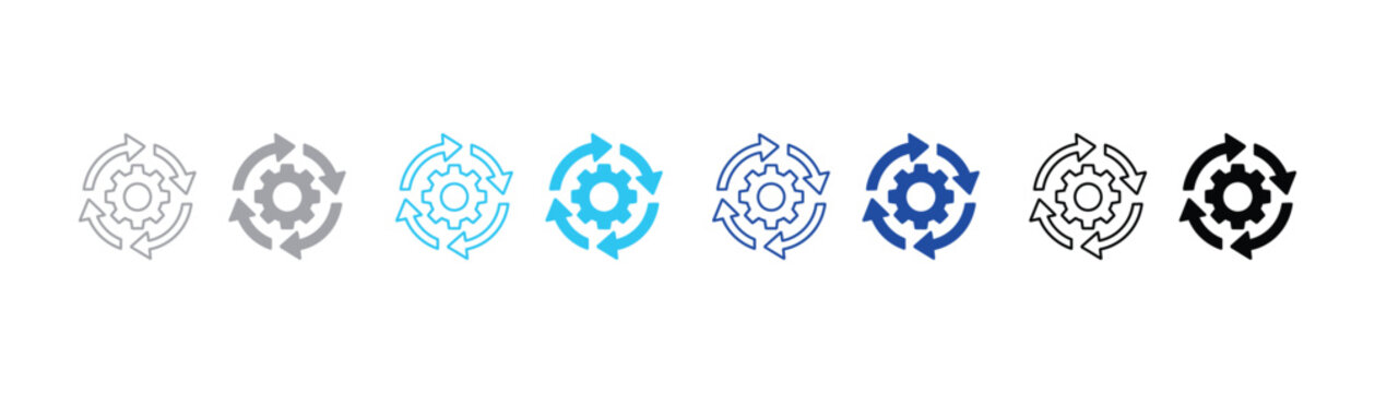 Gear mechanism within cyclical process arrows with workflow automation industry mechanical optimization business engineering development technical management operation software solution