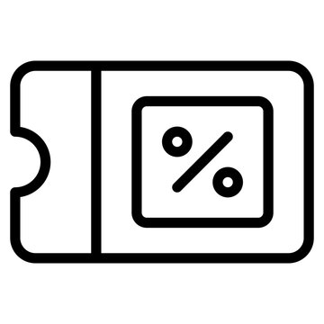 Black and white discount coupon icon with percentage symbol