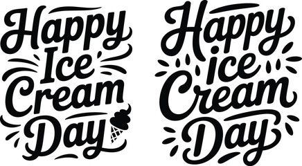 Happy ice cream day typography lettering vector set with cute summer dessert elements © vectovibe