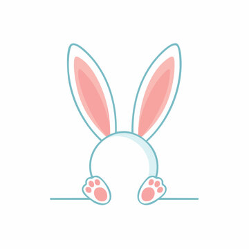 Cute Bunny Ears and Paws Illustration