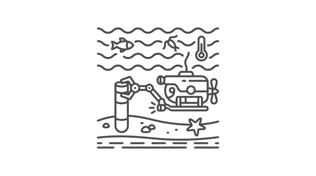Deep sea drone exploring ocean floor and taking samples.