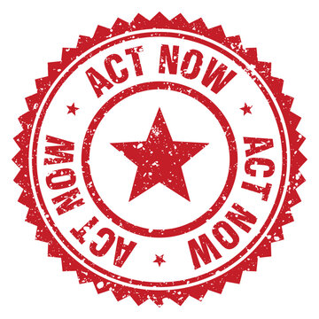 act now red grunge round stamp. act now stamp