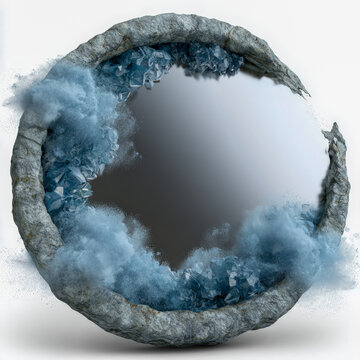 Frozen Ice Orb Portal With Blue Smoke and Blank Center