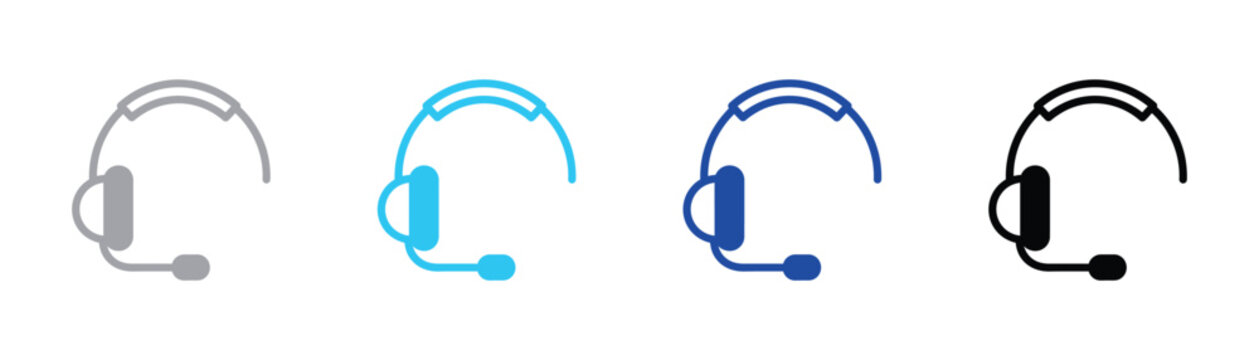 Customer support headset icon for communication and service with headphones communication customer business operator interface pictogram silhouette assistant microphone listening connection