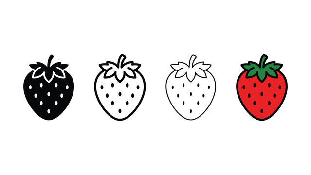 strawberry vector icon set