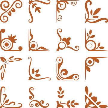Vintage Corner Borders Set Decorative Ornaments Vector Illustration