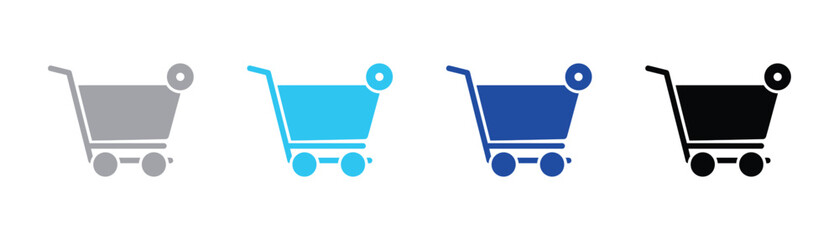 Black and white shopping cart icon representing retail and e-commerce services with shopping ecommerce purchase interface business consumer checkout merchandise commercial navigation © SilentSmog