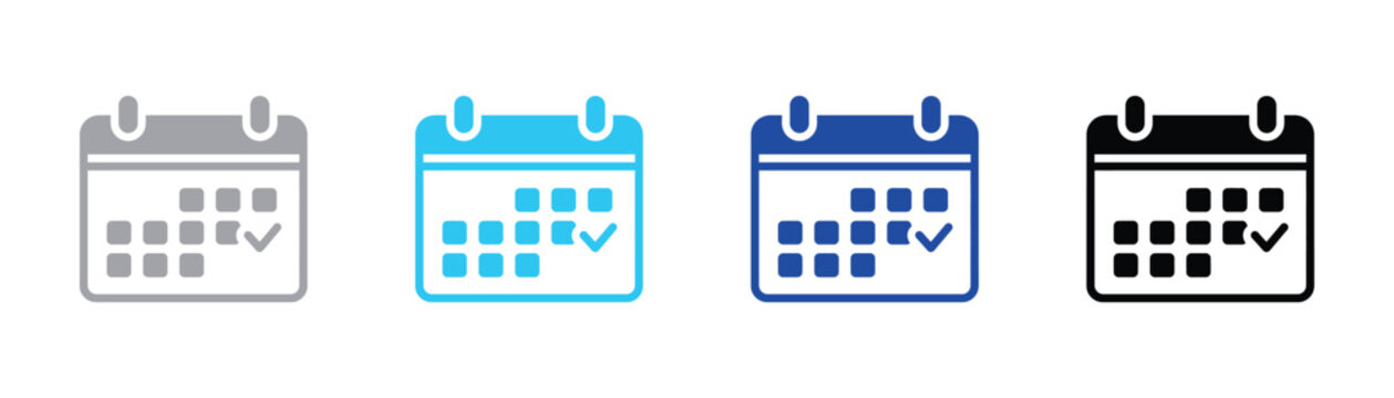 Simple calendar icon with check mark for task completion calendar completion schedule planning business management deadline approved isolated background reminder organizer productivity