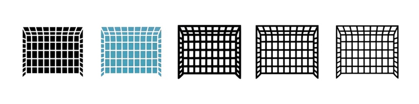 Goal net line icon vector set. Thin line customizable illustration. Contour symbol. Vector isolated outline drawing. Editable stroke