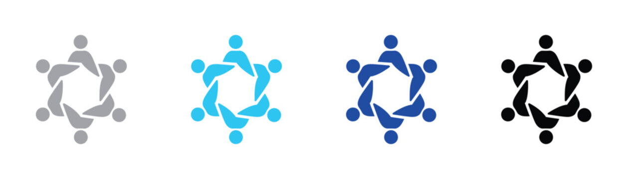Unity and teamwork concept icon with six people joined together in circular formation teamwork collaboration business connection partnership community cooperation togetherness management