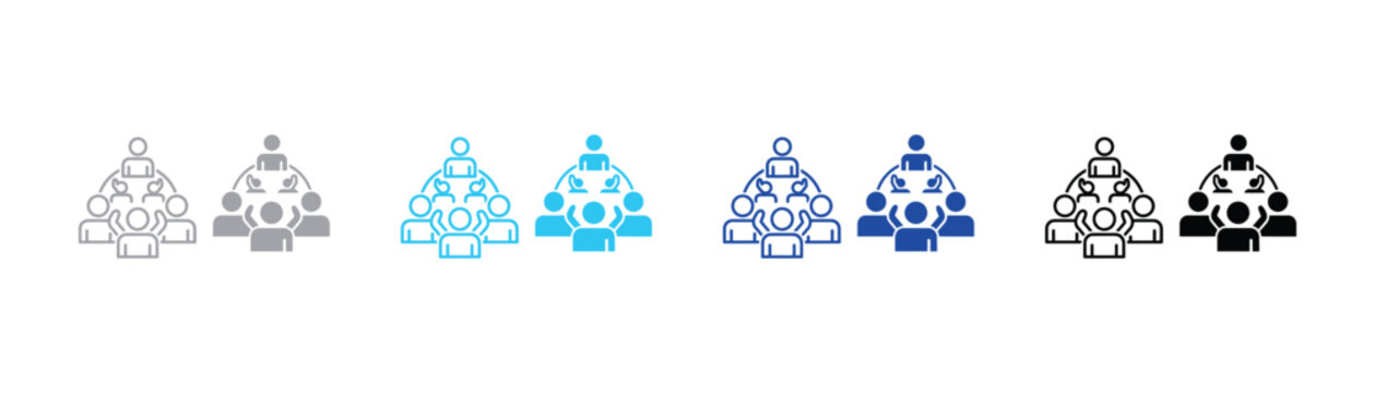 Corporate meeting icon set with group communication and collaborative discussion symbols business collaboration communication discussion corporate management interaction strategy planning