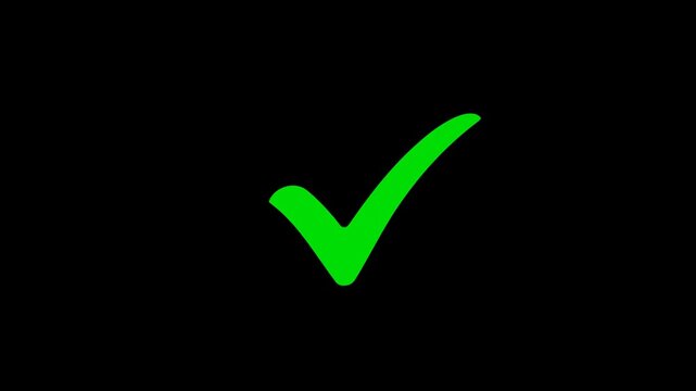 Animated checkmark for success and approval with alpha channel. Right check mark icon transparent background. isolated tick mark or confirm icon animation. check mark sign, verify complete sign.
