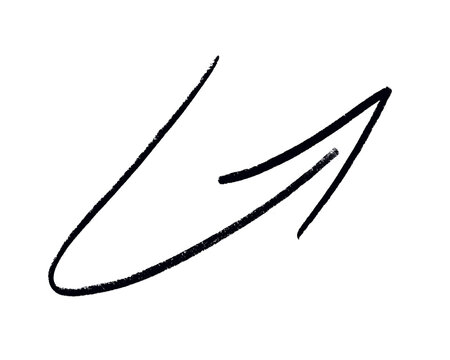 Thick Black Hand-Drawn Swooping Curved Arrow Pointing Right and Slightly Upward on White Background