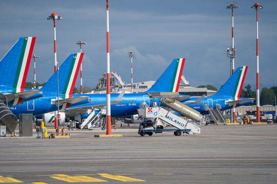 ITA Airways Fleet Grounded at Milan Linate Airport