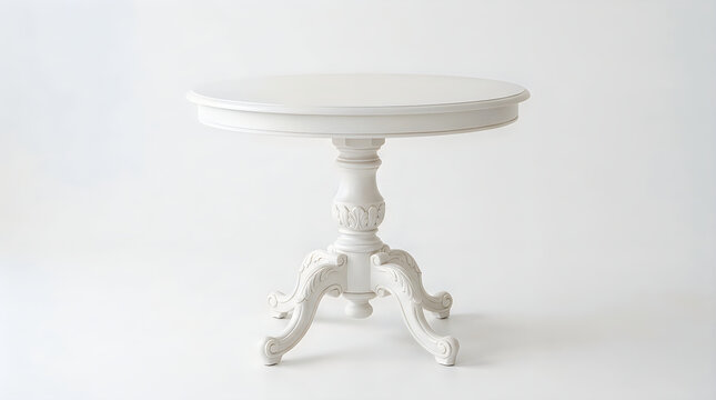 Elegant white round wooden pedestal side table