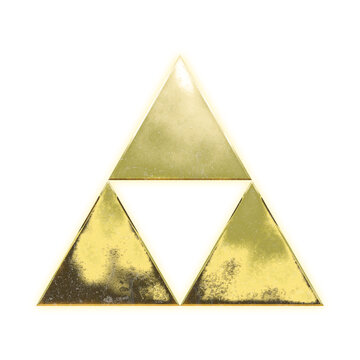 Shining golden triple triangle with alpha channel