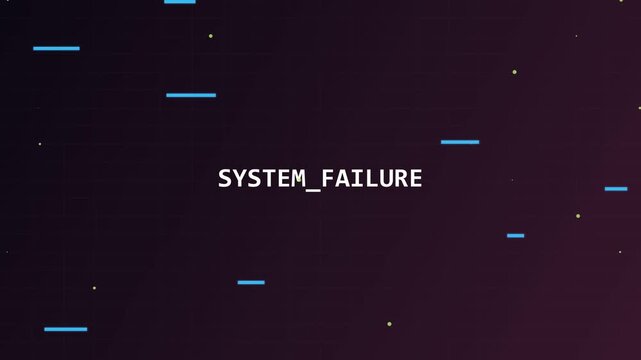 System failure error warning screen on abstract futuristic digital dark background