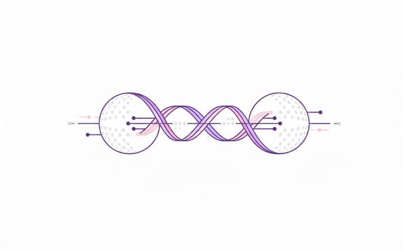 Abstract DNA Helix with Technology Circuits and Geometric Shapes for Biotechnology Science