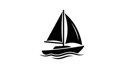 Fototapeta premium Sailing Boat Icon Silhouette on White Background