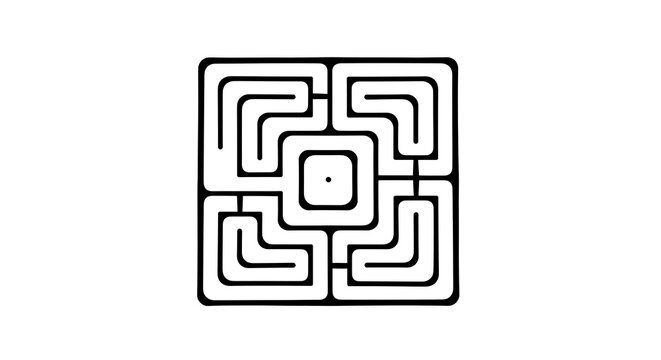 Minimalist Square Maze Icon Logic Puzzle Illustration