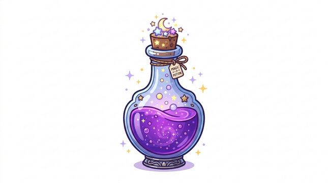 Magic potion bottle with purple liquid